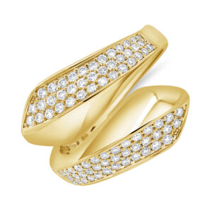 14K Yellow Gold Bypass Ring with .65ctw Diamonds Size 6.5