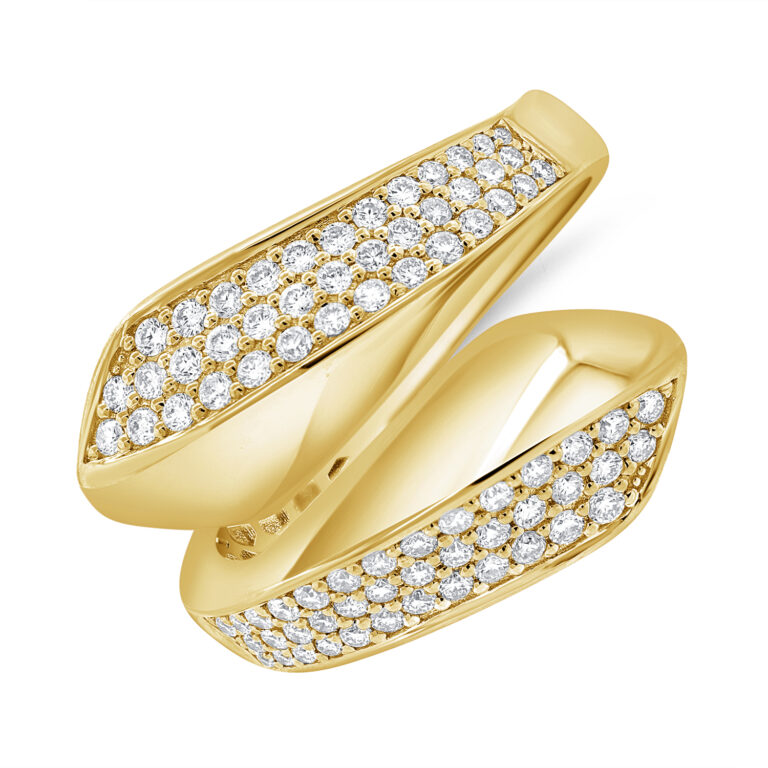 14K Yellow Gold Bypass Ring with .65ctw Diamonds Size 6.5 Fine Jewelry 2