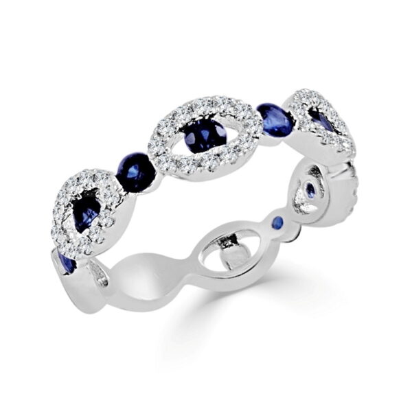 14K White Gold Ring with .78ctw Blue Sapphires & .30ctw Diamonds Size 7 Fine Jewelry 3