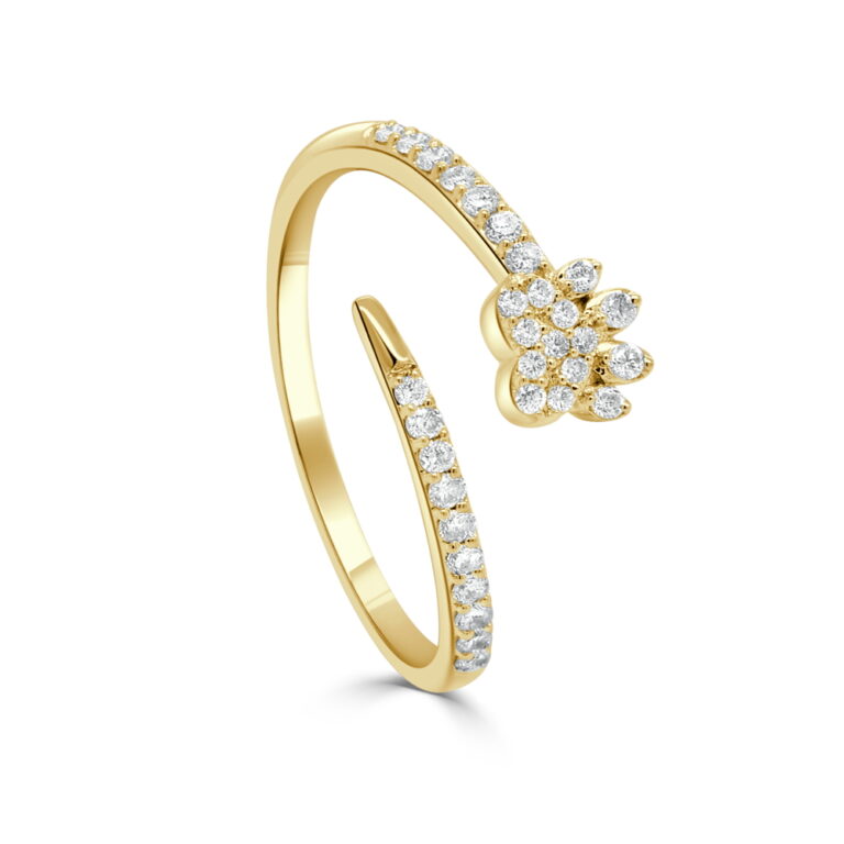 14K Yellow Gold Bypass Paw Print Ring with .20ctw Diamonds Size 6.5 Fine Jewelry 2