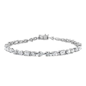 14K White Gold Tennis Bracelet with 5.67ctw Fancy Shape Diamonds 7