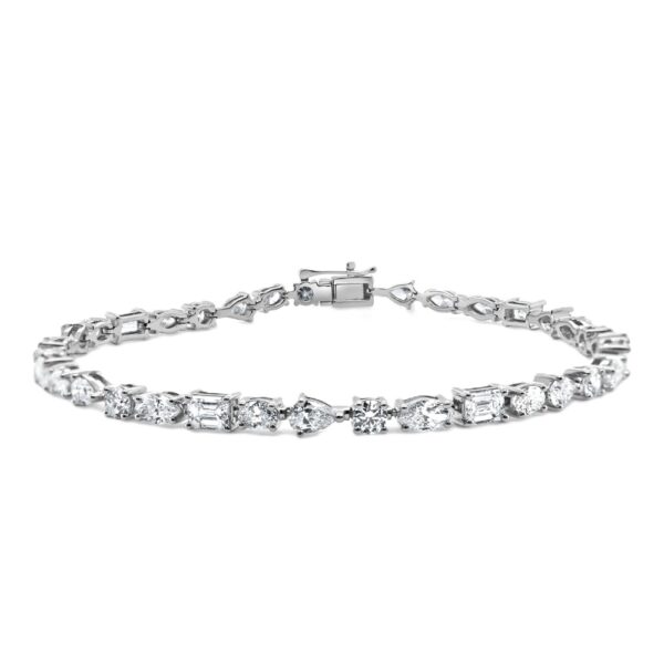 14K White Gold Tennis Bracelet with 5.67ctw Fancy Shape Diamonds 7″ Bracelets 3