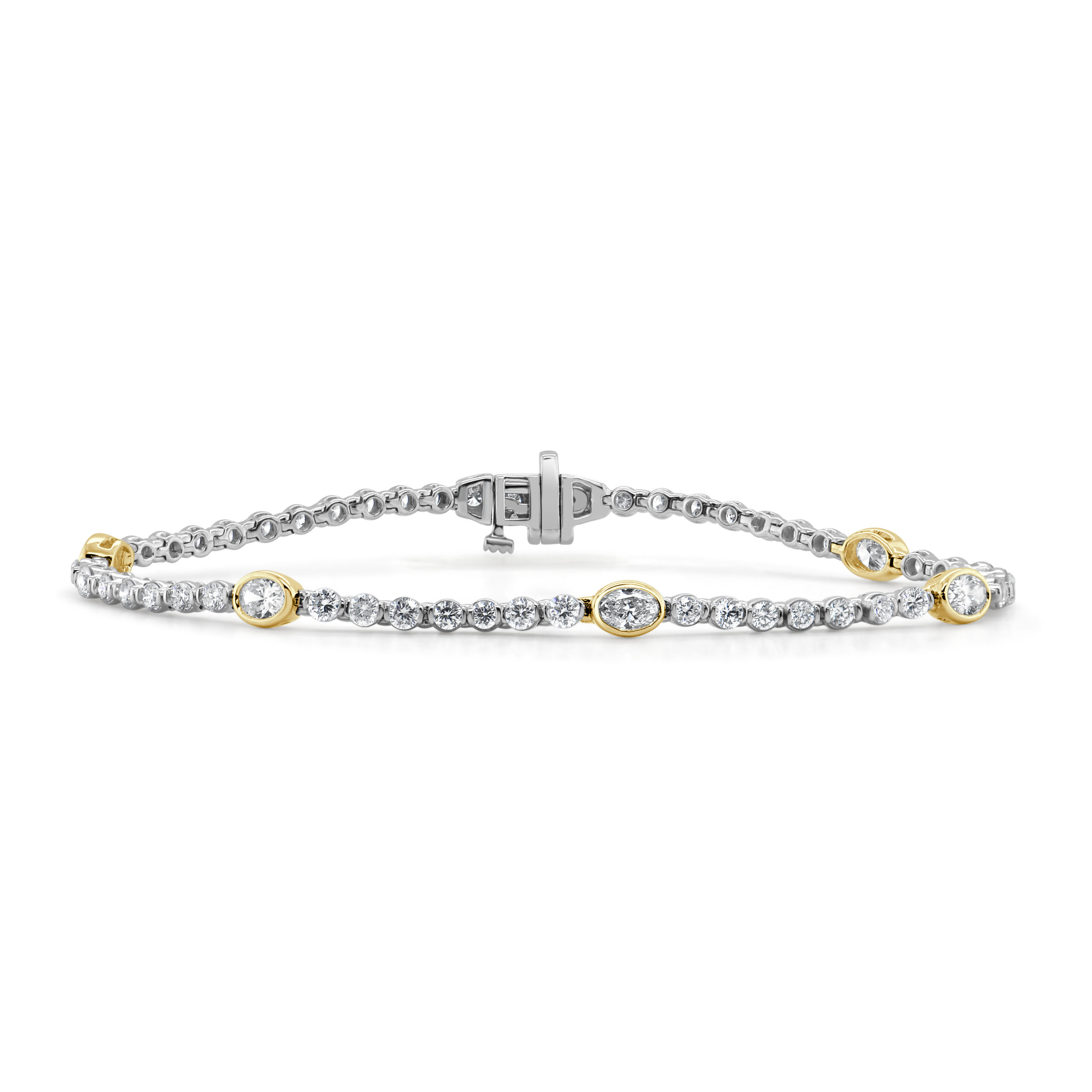 14K Two-Tone Tennis Bracelet with 2.94ctw Oval & Pear Diamonds 7″ Bracelets
