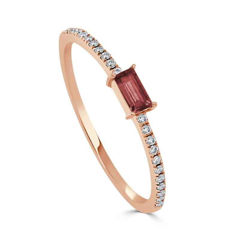 14K Yellow Gold July Birthstone Ring with .14ct Baguette Ruby & .09ctw Diamonds Size 7 Fine Jewelry 2