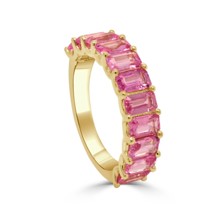 14K Yellow Gold Ring with 3.37ctw Emerald Cut Pink Sapphires Size 6.5 Fine Jewelry 2
