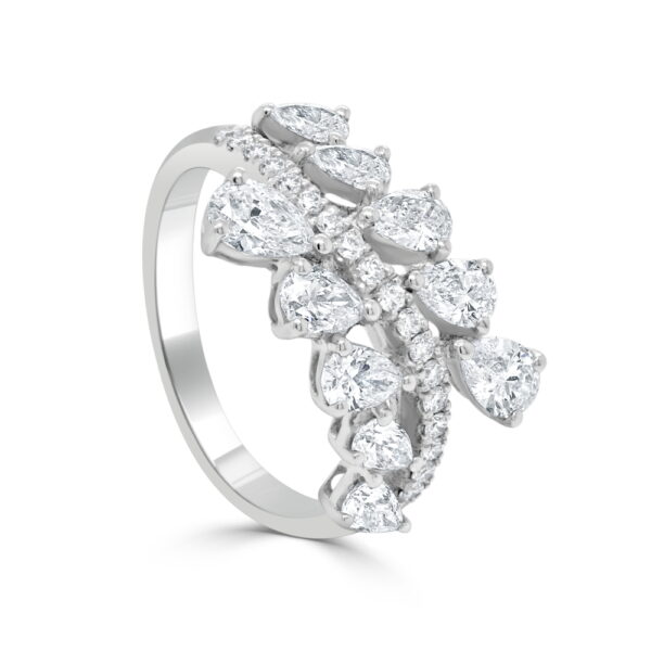 18K White Gold Ring with 1.65ctw Pear & Round Diamonds Size 6.5 Fine Jewelry 3