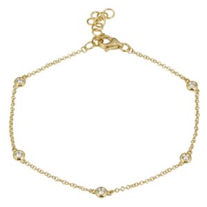 14K Yellow Gold Station Bracelet with .09ctw Diamonds 7