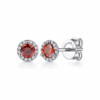 14K White Gold January Birthstone Studs with .65ctw Garnet & .09ctw Diamond Halo Earrings 7