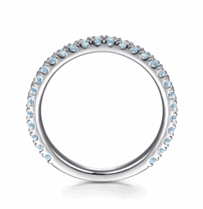 14K White Gold March Birthstone Eternity Ring with .38ctw Aquamarine Gemstones Size 6.5 Fine Jewelry 8
