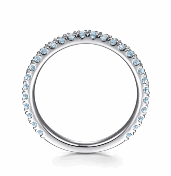 14K White Gold March Birthstone Eternity Ring with .38ctw Aquamarine Gemstones Size 6.5 Fine Jewelry 13