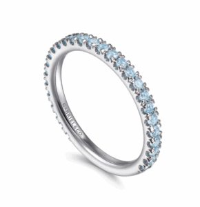 14K White Gold March Birthstone Eternity Ring with .38ctw Aquamarine Gemstones Size 6.5 Fine Jewelry 9