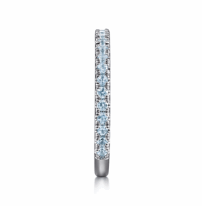 14K White Gold March Birthstone Eternity Ring with .38ctw Aquamarine Gemstones Size 6.5 Fine Jewelry 10