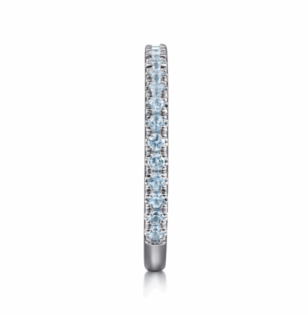 14K White Gold March Birthstone Eternity Ring with .38ctw Aquamarine Gemstones Size 6.5 Fine Jewelry 15