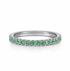 14K White Gold May Birthstone Eternity Ring with .38ctw Green Emeralds Size 6.5 Fine Jewelry 6