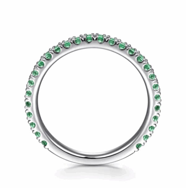 14K White Gold May Birthstone Eternity Ring with .38ctw Green Emeralds Size 6.5 Fine Jewelry 13
