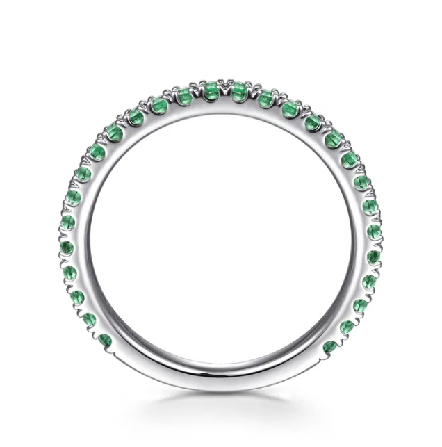 14K White Gold May Birthstone Eternity Ring with .38ctw Green Emeralds Size 6.5 Fine Jewelry 3
