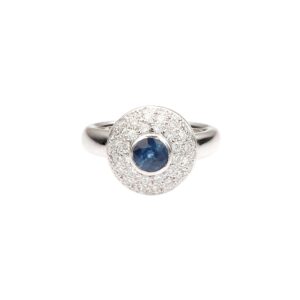 14K White Gold Ring with .89ct Blue Sapphire & .75ctw Diamonds Size 6.5