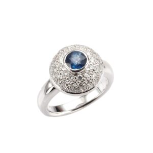 14K White Gold Ring with .89ct Blue Sapphire & .75ctw Diamonds Size 6.5