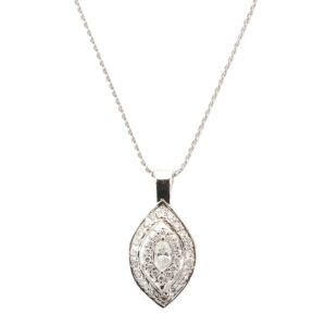 14K White Gold Pendant with .63ctw Marquise & Round Diamonds