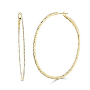 14K Yellow Gold Hoops with .77ctw Diamonds 53mm