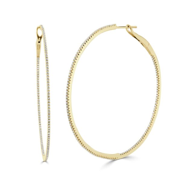 14K Yellow Gold Hoops with .77ctw Diamonds 53mm Earrings 3