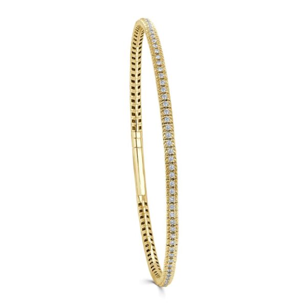 14K Yellow Gold Flexible Bangle with .89ctw Diamonds Size 6.75 Bracelets 3