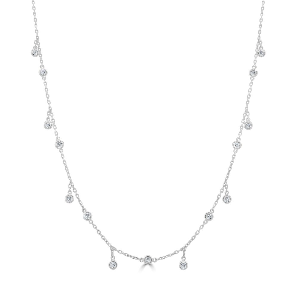 14K White Gold Dangle Necklace with 2.50ctw Diamonds 36″ Fine Jewelry