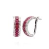 14K White Gold Hoops with 4.11ctw Emerald Cut Rubies & 1.66ctw Baguette Diamonds Earrings 8
