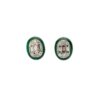 14K White Gold Green Enamel Studs with .38ctw Round & Baguette Diamonds Earrings 7