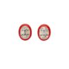 14K White Gold Red Enamel Studs with .38ctw Round & Baguette Diamonds Earrings 7