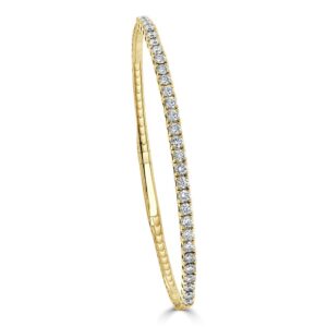 14K Yellow Gold Flexible Bangle with 1.87ctw Diamonds Size 6.75