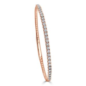 14K Rose Gold Flexible Bangle with 1.88ctw Diamonds Size 6.5