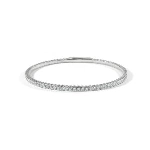 14K White Gold Flexible Bangle with .95ctw Diamonds Size 7