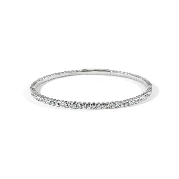 14K White Gold Flexible Bangle with .95ctw Diamonds Size 7 Bracelets 3