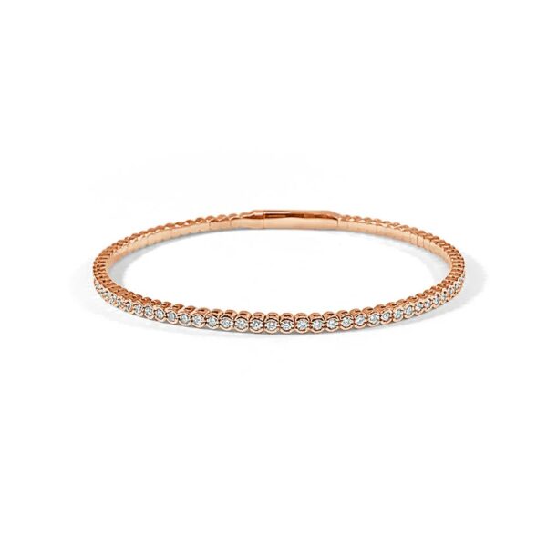14K Rose Gold Flexible Bangle with .95ctw Diamonds Size 7 Bracelets 3