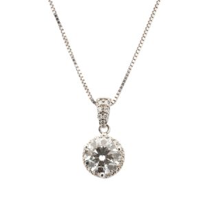 14K White Gold Pendant with 2.37ct Lab-Grown Round Diamond & .17ctw Natural Diamonds