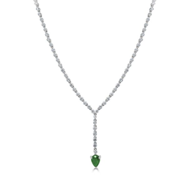 14K White Gold Drop Necklace with .85ct Pear Green Emerald & 4.40ctw Diamonds 18″ Fine Jewelry 3