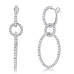 14K White Gold Dangle Link Earrings with 2.70ctw Diamonds Earrings 2