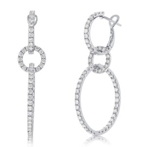 14K White Gold Dangle Link Earrings with 2.70ctw Diamonds
