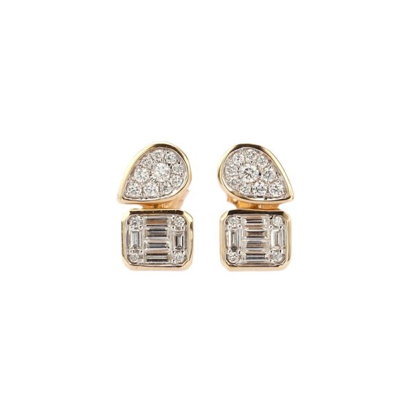 14K Yellow Gold Studs with .43ctw Round & Baguette Diamonds Earrings 5
