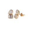 14K Yellow Gold Studs with .43ctw Round & Baguette Diamonds Earrings 8