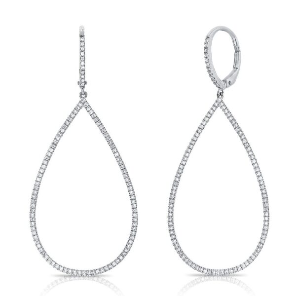 14K White Gold Teardrop Dangle Earrings with .65ctw Diamonds Earrings 3
