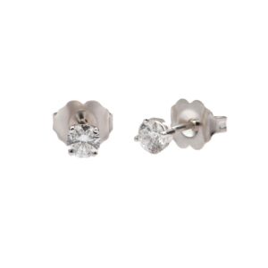 14K White Gold Solitaire Studs with .33ctw Round Diamonds (G/H, SI)