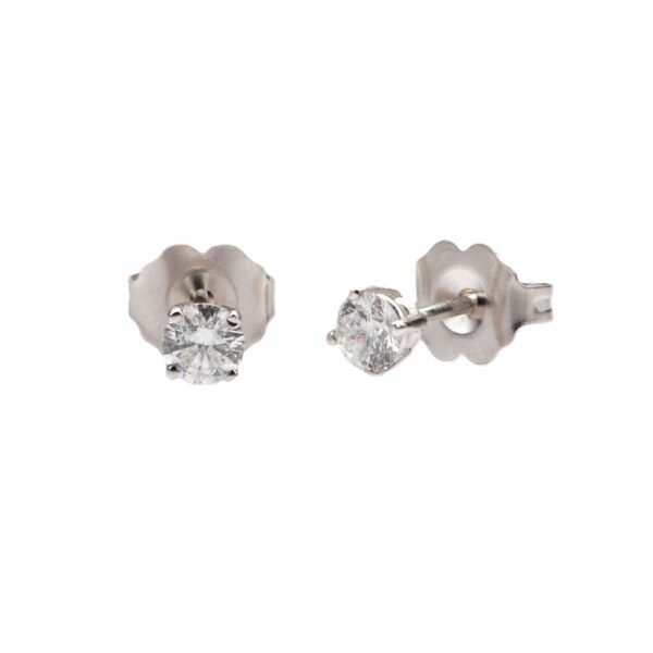 14K White Gold Solitaire Studs with .33ctw Round Diamonds (G/H, SI) Earrings 3