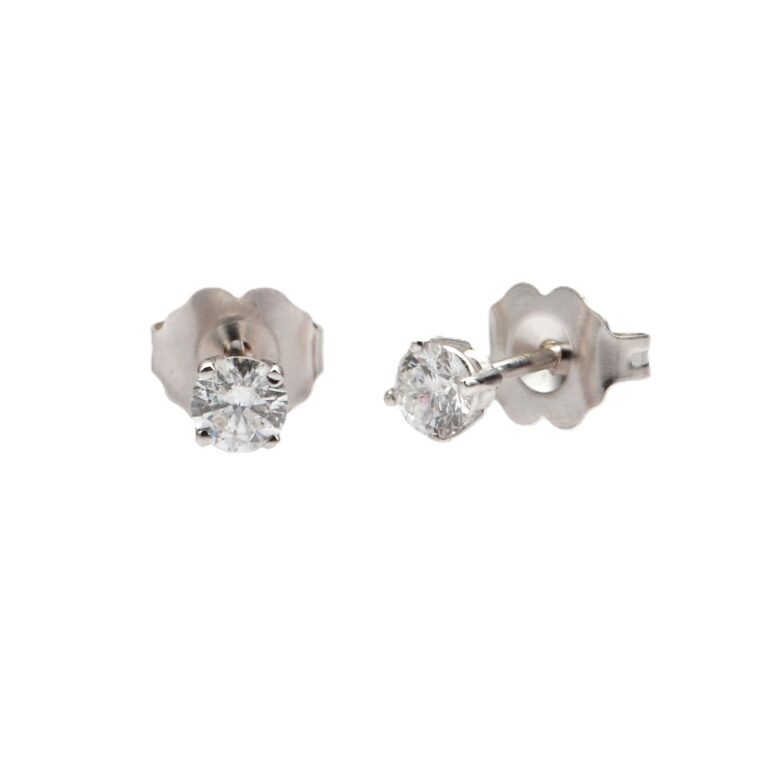 14K White Gold Solitaire Studs with .33ctw Round Diamonds (G/H, SI) Earrings 2