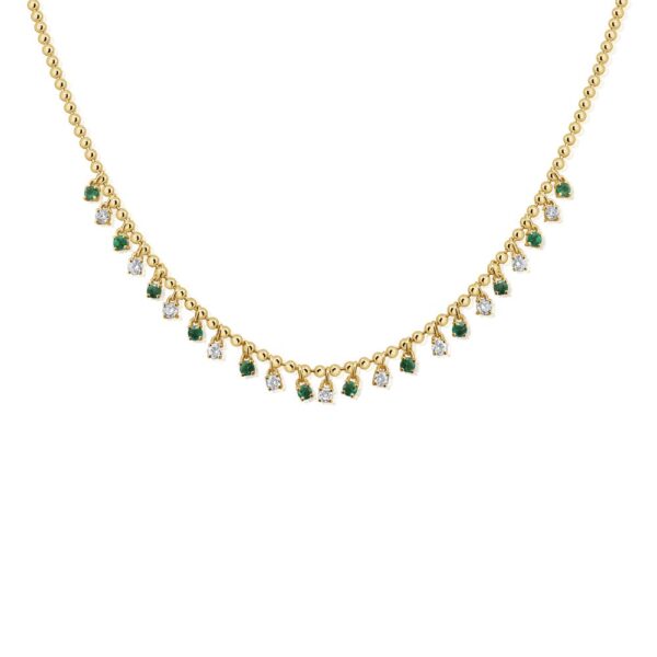 14K Yellow Gold Dangle Necklace with .75ctw Green Emeralds & .59ctw Diamonds 17″ Fine Jewelry 3