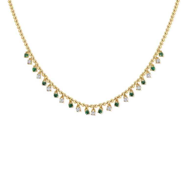 14K Yellow Gold Dangle Necklace with .75ctw Emeralds & .59ctw Diamonds 17″ Fine Jewelry 2