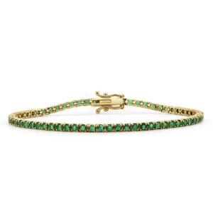 14K Yellow Gold Tennis Bracelet with 3.97ctw Green Emeralds 7