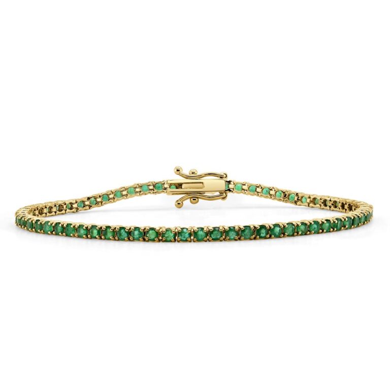 14K Yellow Gold Tennis Bracelet with 3.97ctw Emeralds 7″ Bracelets 2