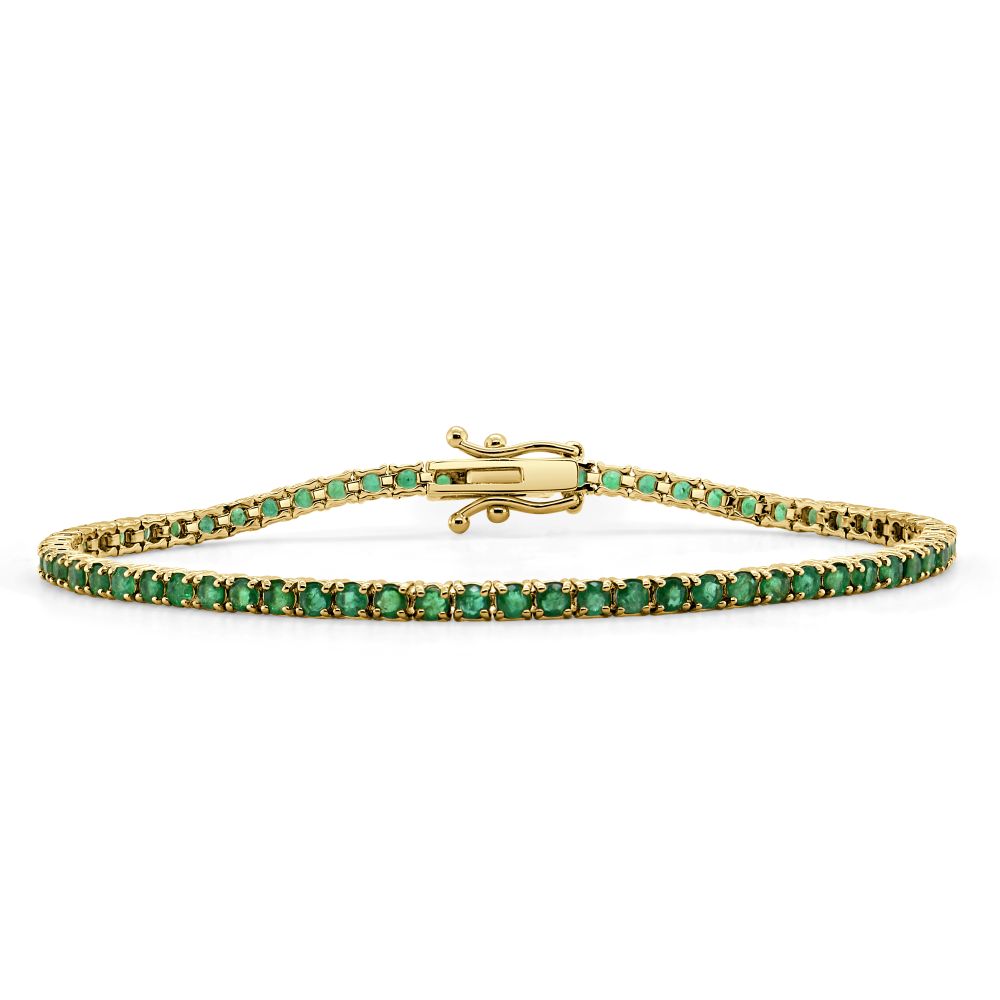 14K Yellow Gold Tennis Bracelet with 3.97ctw Green Emeralds 7″ Bracelets